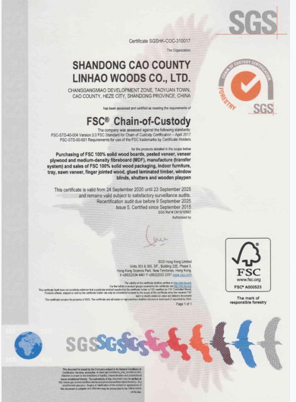 FSC - Shandong Cao County Linhao Woods Co., Ltd.