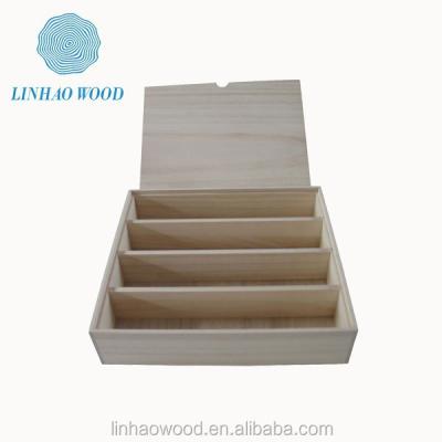 China unfinished wooden packaging box with dividers,whole sale wooden storage box for sale