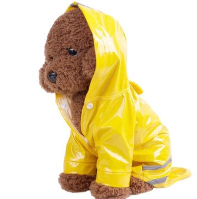 China 2021 Best Selling 100% Waterproof Windproof Pet Raincoats Wear With Reflective Brand Hood For Outdoor PU Dog Raincoat for sale