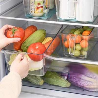 China Multi-Use Sustainable BPA Free Kitchen PET Fridge Pantry Clear Bin Storage Organizer With Handle for sale