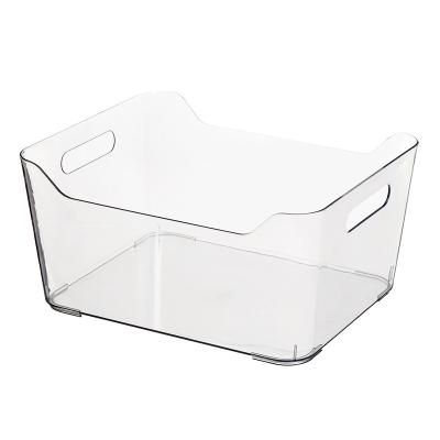 China Home Storage Box Pantry Clear Food Safe Organizer BPA Free U-Shape Plastic Storage Bin With Handle for sale