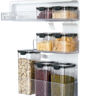 China Airtight Leakproof Clear Plastic Organizer Stored Goods Pantry Food Container BPA Free With Lid for sale