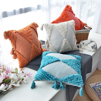 China SIPEIEN Rustic Neutral Decorative Cushion Boho Collection Adorned With Cute Tassels Pillow Cover For Sofa Couch for sale