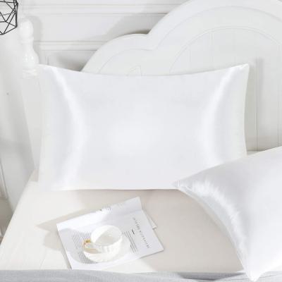 China 2pcs Luxury Pure White Color Soft Satin Soft Satin Pillow Case And Breathable 100% Natural Satin Silk Pillow Case for sale