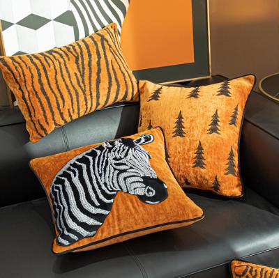 China SIPEIEN Comfortable Designer Zebra Embroidery Sofa Cushion Cover Chenille Decor Pillow Luxury Home for sale