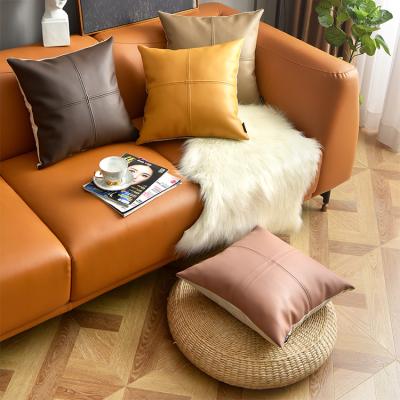 China SIPEIEN pattern faux leather pillow cover decorative splice luxury poly back canvas pillowcase for living room sofa for sale