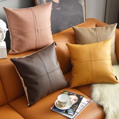 China SIPEIEN Polyester PU Pillow Cover Luxury Leather Soft Square Decorative Modern Cushion Tile Cover for sale