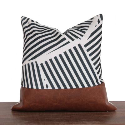 China Hotel SIPEIEN Faux Leather Striped Outdoor Bohemian Pillow Case Cover Chic Home Decor Cushion Cover for sale