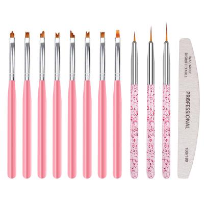 China 8pcs Nail Kit Set Professional Drawing Brush With 3pcs Coating Polish Tools And 1 Files Manicure For DIY Nail Technician Design NAK020 for sale