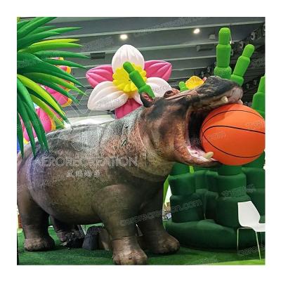 China Outdoor Installation Inflatable Inflatable Animals Entertainment Promotion Inflatable Hippopotamus For Advertising for sale