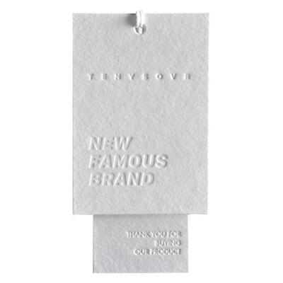 China Viable Customized Embossed Paper Card Logo Recycled Garment Hang Tags Design Apparel for sale