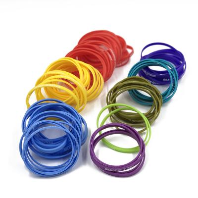 China Customized Silkscreen Printed Silicone Thin Wristband 6mm Agriculture Shopping Elastic Band for sale