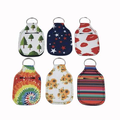 China Eco-friendly Portable Reusable Neoprene Bottle Hand Sanitizer Holder Bag Accessories Hand Sanitizer Bottle With Key Chain for sale