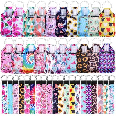 China Eco-Friendly 60 Pcs,Total 20 30ml Sets Neoprene Hand Sanitizer Bottle Holder Travel Holder Strap Empty Hand Sanitizer Bottle Holder Chain for sale