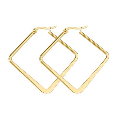 China FASHIONABLE Classic Square Daily Wear Ear Jewelry Gold Color Plated Stainless Steel Circle Earring For Women for sale