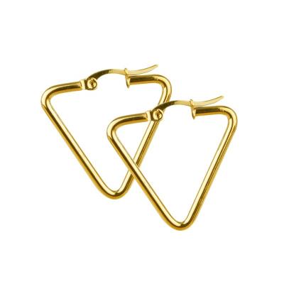 China FASHIONABLE simple daily wear ear jewelry gold color stainless steel triangle earring for women for sale