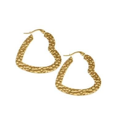 China Wholesale Trendy Trendy Ear Jewelry Gold Color Stainless Steel Heart Circle Earring For Women for sale