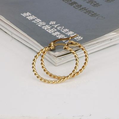 China Best Selling TRENDY Weave Gold Color Plated Small Stainless Steel Hoop Earring For Women Or Girl for sale