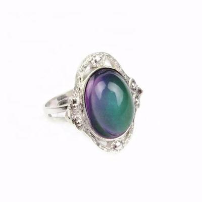 China FASHIONABLE New Silver Color Plated Wholesale Resizable Oval Mood Rings For Women for sale