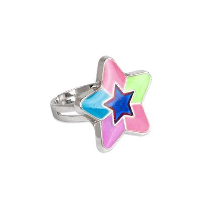 China Fashion Jewelry TRENDY Silver Color Fluorescent Color Changing Emotion Feeling Hot Adjustable Mood Rings for sale