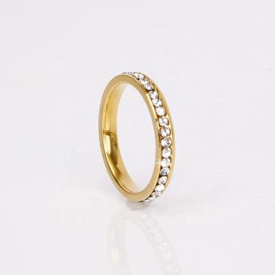 China TRENDY Classic Finger Jewelry Gold and Silver Color Plated Stainless Steel Rhinestone Women Men Rings for sale