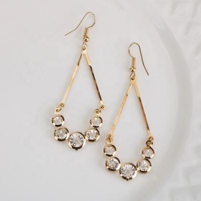 China TRENDY Fashion Jewelry Gold Color Plated Crystal Drop Hanging Earrings For Women Party for sale