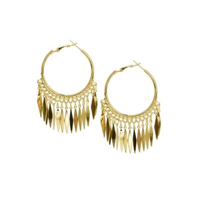 China TRENDY Classic Fashion Jewelry Gold Color Plated Hoop Earrings With Tassel For Women for sale