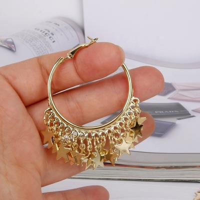 China Wholesale Fashion TRENDY Jewelry Female Gifts Star Tassel Hoop Earrings With For Women Party for sale