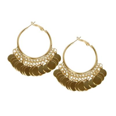 China Wholesale FASHIONABLE Charm Jewelry Gold Color Plated Round Tassel Hoop Earrings With For Women for sale