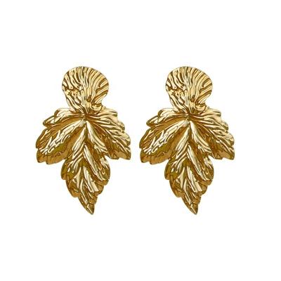 China Beautiful Fashionball TRENDY Shape Ear Jewelry Gold Color Plated Leaf Drop Earrings For Women for sale