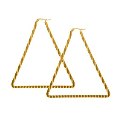 China TRENDY Fashion Gold Color Plated Stainless Steel Large Size Triangle Circle Earring For Women for sale