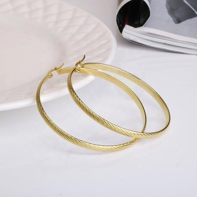 China TRENDY Fashion Ear Jewelry Gold Color Plated Big Circle Stainless Steel Hoop Earring For Women for sale