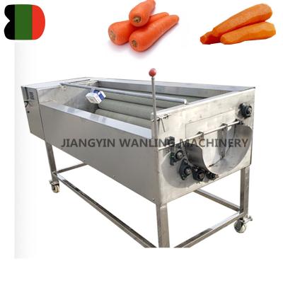 China WLC Professional Vegetable Food Fruit Brush Washing Machine Chilli Potato Carrot Peeling Cleaning Machine Price for sale