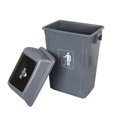 China 13 Gallon Durable Plastic Cafe Kitchen Waste Trash Bin With Swing Lid Black for sale