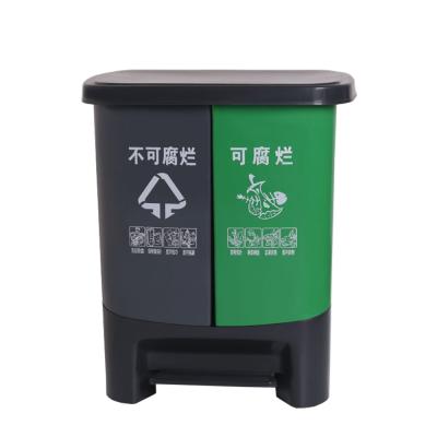 China Sustainable Double Box Waste Bin Trash Can Two Compartment Trash Can for sale