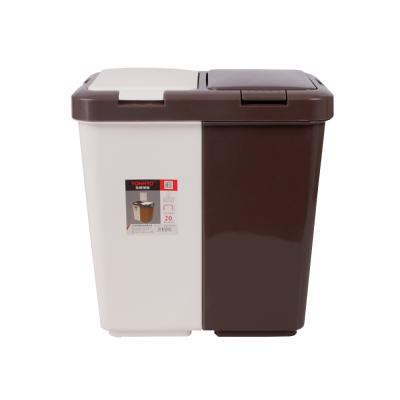 China 20 Liter Sustainable 2 In 1 Two Compartments Plastic Trash Bin For Household for sale