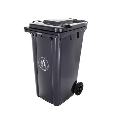 China 240 Liter Sustainable Outdoor Park Street Plastic Recycling Waste Bin With Wheels for sale