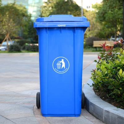 China 240 Liter Sustainable Blue HDPE Outdoor Waste Bin Wheeled Bin for sale