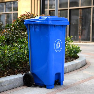 China Sustainable Garden 120l Roadside Waste Bin Public Plastic Trash Can With Pedal for sale