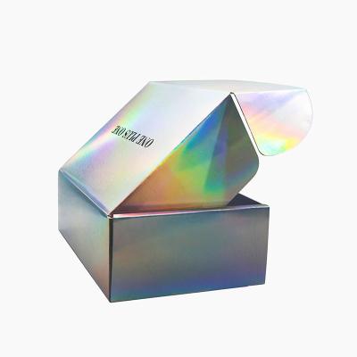 China Recyclable Luxury Holographic Mailer Box Shipping Cartons For Cosmetics With Own Design for sale