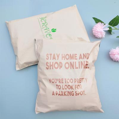 China Biodegradable Custom Nude Mailing Strong Adhesive Poly Mailing Logo Bag Mailing Ads for sale