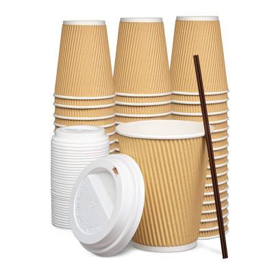 China Recycled Materials Vaso De Papel Kraft Eco Ripple Paper Cups Spiral Coffee Paper Cups Three Layers for sale