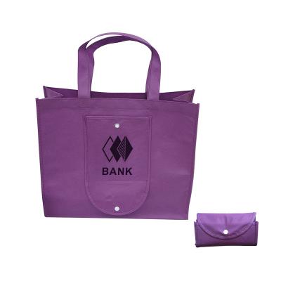 China Recyclable Purple Fabric White Tote Polypropylene Non-Woven Fabric Wine Fashion Store Bag for sale