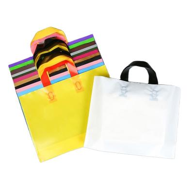 China Disposable Custom Business Plastic Gift Shopping Retail Printed Clear Bags With Tall Handle for sale