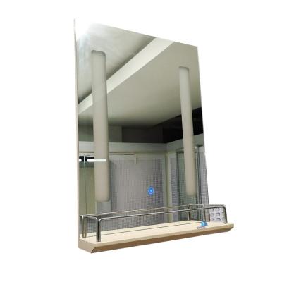 China Sanitary Unit Hotel Led Backlit Glass Bathroom Anti Fog Mirror for sale