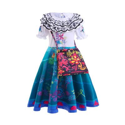 China Eco-Friendly Halloween Cosplay Kids Washable Breathable Girls Party Encanto Madrigal Teams Clothes Mirabel Dress Costumes With Bag for sale