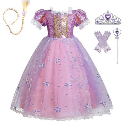 China Eco-Friendly Washable Breathable Princess Costume Kids Fancy Cosplay Kids Girls Halloween Dress Up With Wig for sale