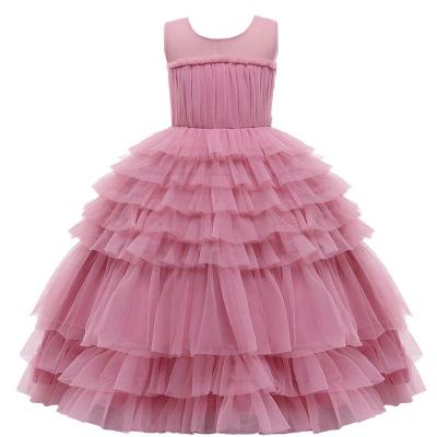 China Hot Sale Breathable Princess Mesh Dress Children Stage Show Little Girls Ball Gown Birthday Wedding Party Dresses for sale