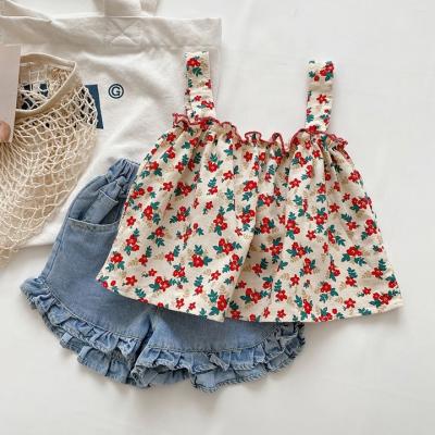 China Wholesale Eco-friendly Washable Breathable Kids Clothes Girls Outfits Summer Toddler Baby Floral Dress Sets for sale