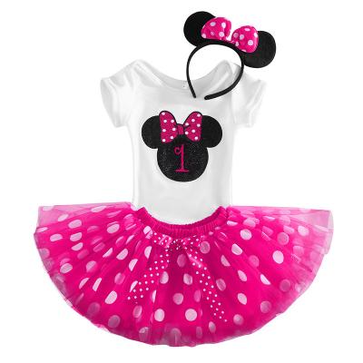 China Summer Breathable Babies First Birthday Party Ballet Tutu Dress + Romper Top Clothing Set for sale